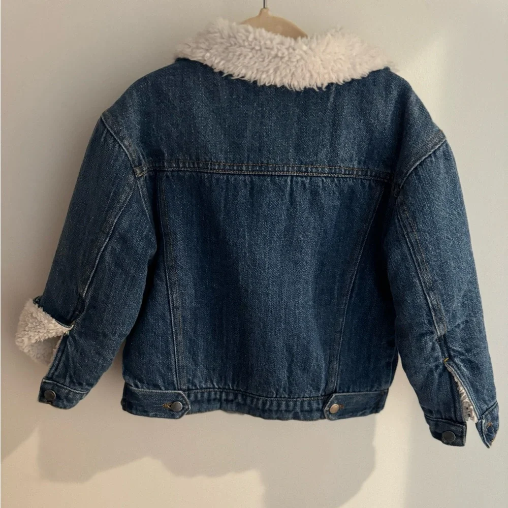 Unbranded Kids Blue Denim Jacket with White Sherpa Collar